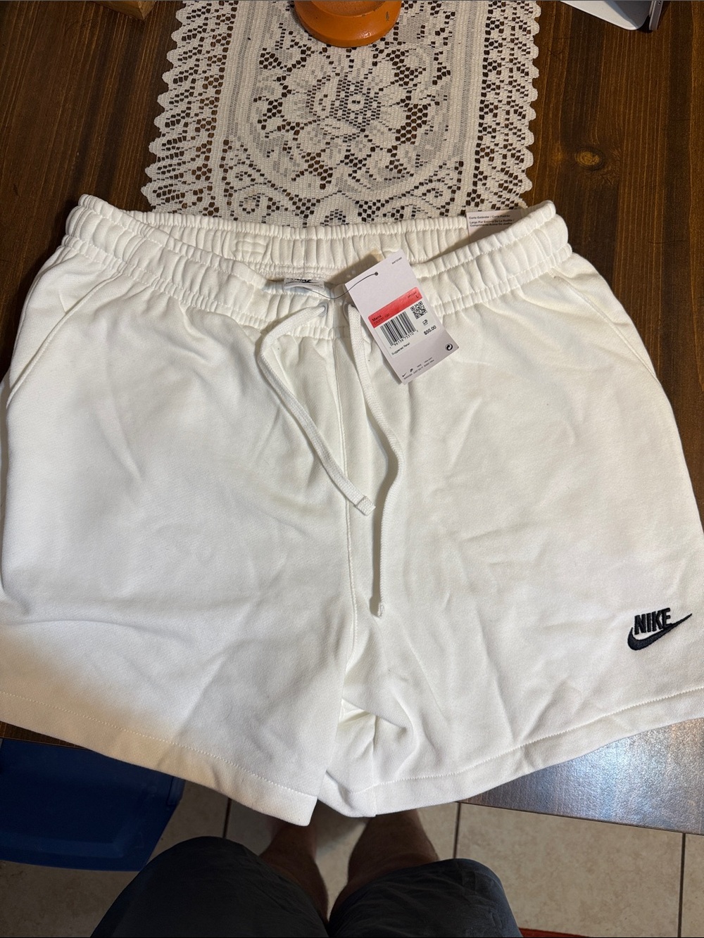 Nike Men’s White Athletic Fleece Drawstring Shorts